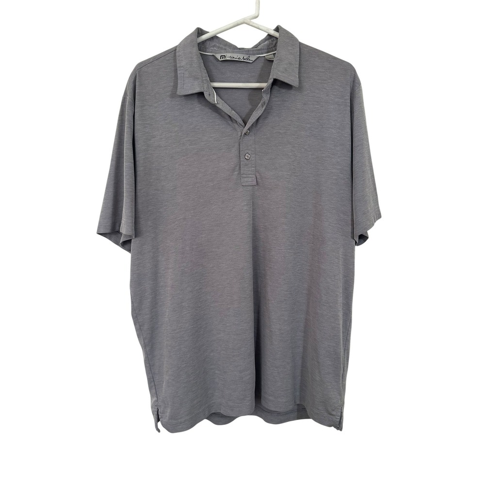 TravisMathew Mens XL Heather Grey Pima Cotton Blend Short Sleeve Polo Shirt